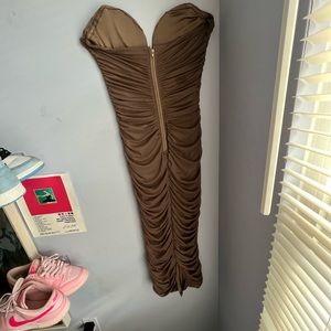 coffee brown , silk inner lining dress with breast padding